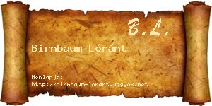 Birnbaum Lóránt névjegykártya